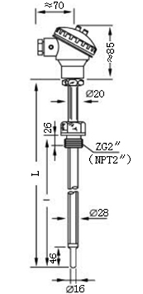 煙道、風道熱電偶